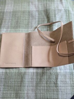 Mark & Graham Beige Leather Travel Jewelry Roll